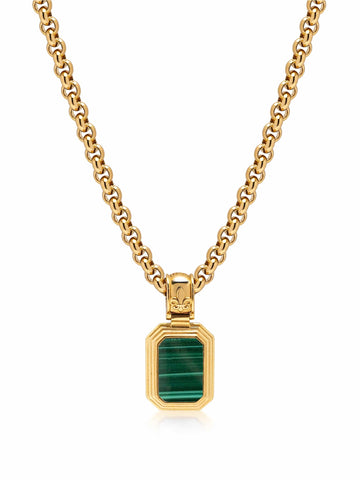 Nialaya Men's Necklace Men's Sterling Silver Necklace with Two-in-One Malachite & Black Onyx Pendant Men's Sterling Silver Necklace with Two-in-One Malachite & Black Onyx Pendant